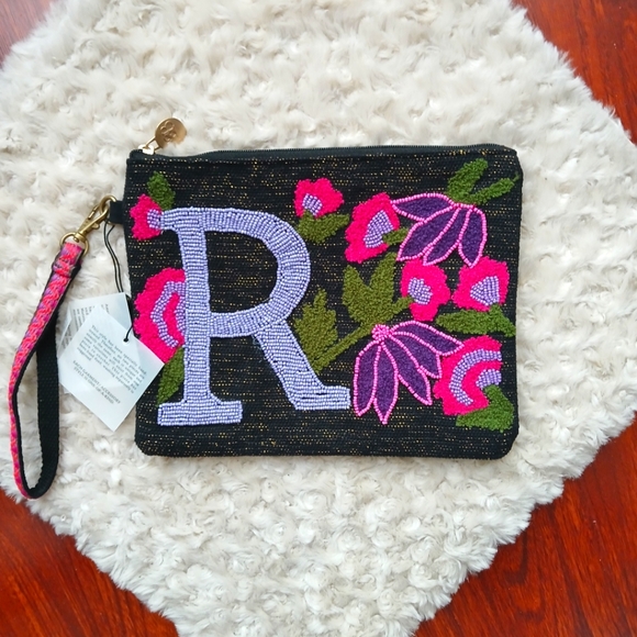 America & Beyond Handbags - America & Beyond Women's Embroidered Beaded Clutch Pink Floral NWT